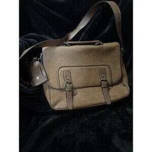 Aldo Mens Brown Leather Classic Adjustable Strap Computer Messenger Bag